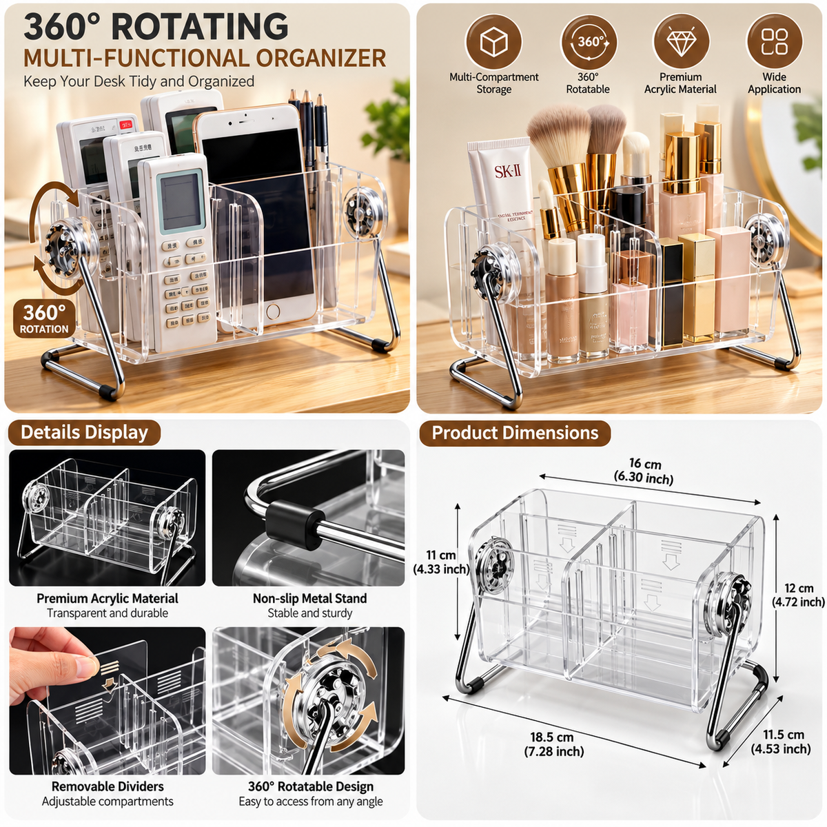 Clear Remote Control Storage Box Organizer