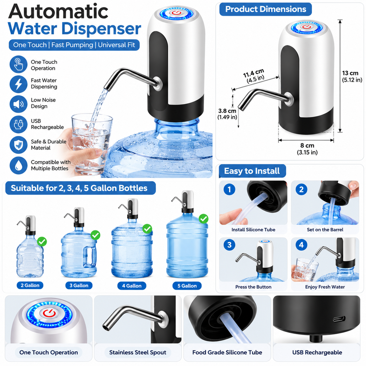 Portable Electric Water Pump for Convenient Water Transfer and Use