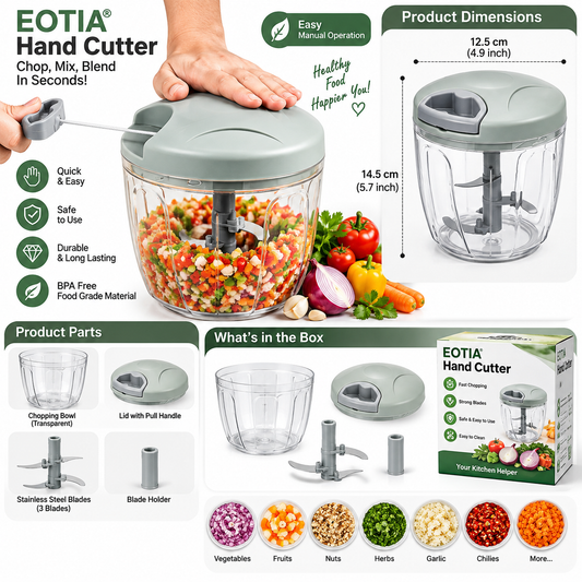 Spin Blade Chopper – Manual Vegetable Cutter