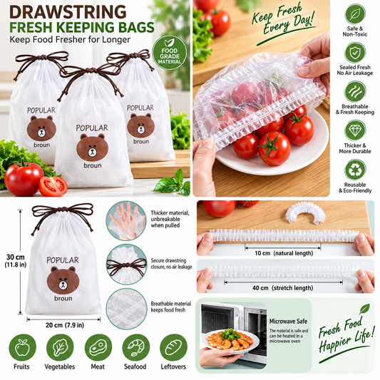 100-Pack of Stretchable Plastic Bowl Covers for Food Storage