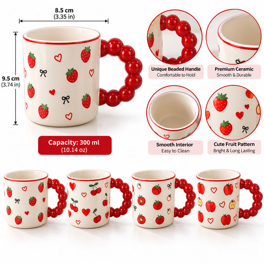 Aesthetic Ceramic Bubble Handle Mug Set - Trendy Coffee Cup(each)