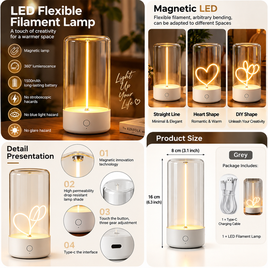 Cordless Rechargeable Table Lamp with Magnetic LED