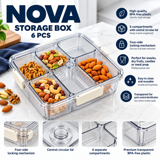 Nordic Rotating Petal Dry Fruit Box – Creative Multi-Compartment Snack Tray