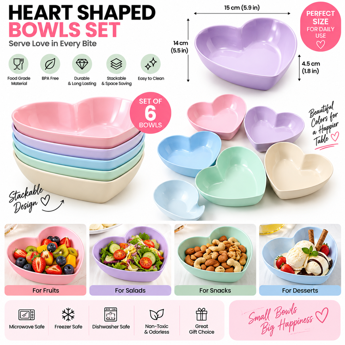 Pack of 10 Colorful Heart Dish Pack Plastic Plates