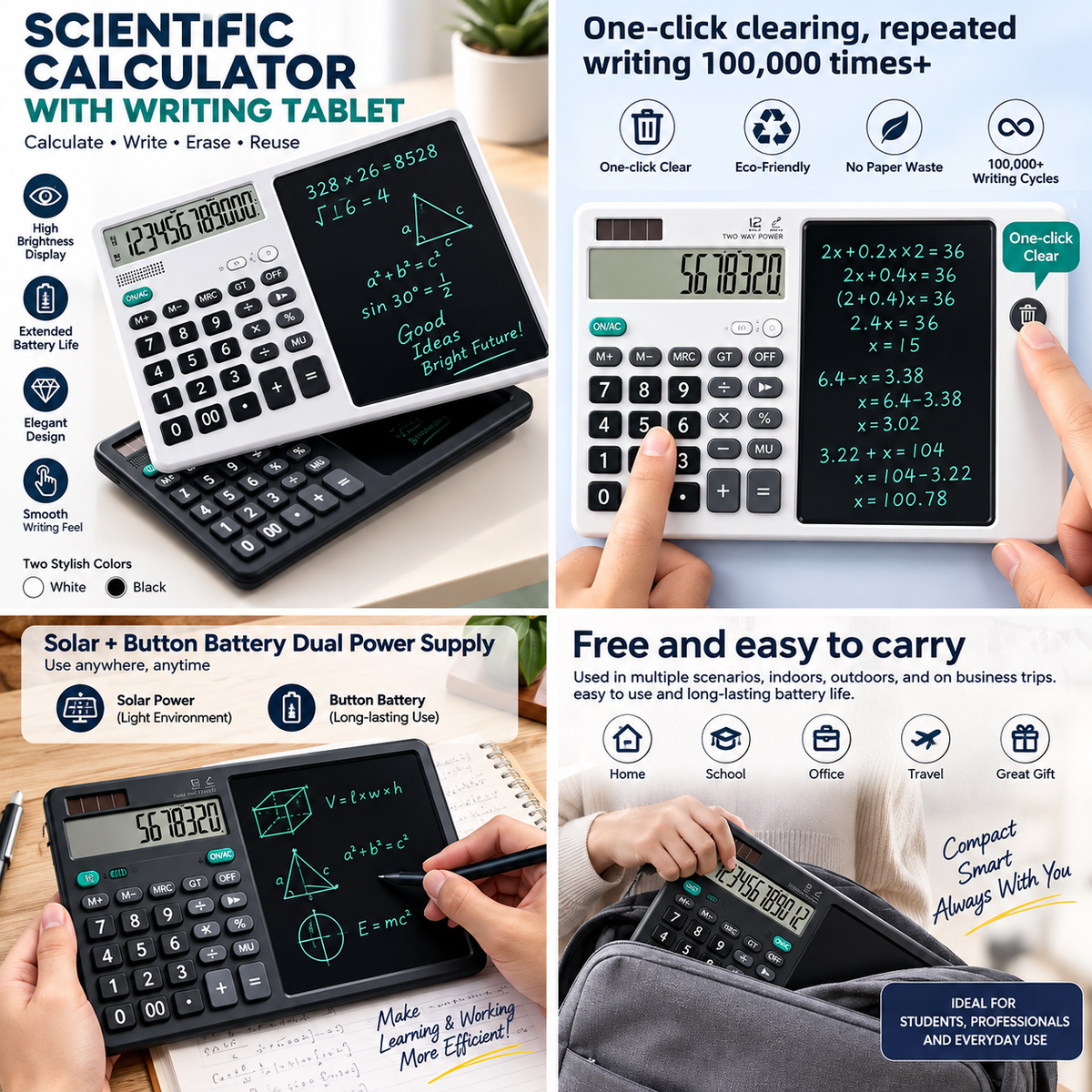12-Digit LCD Desktop Calculator with Integrated Writing Tablet