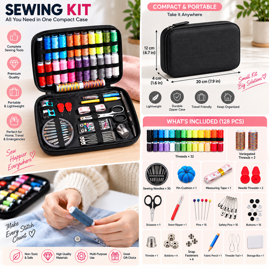 98 Pcs Sewing Kit Essentials - Complete Household Sewing Kit for Crafts and Repairs