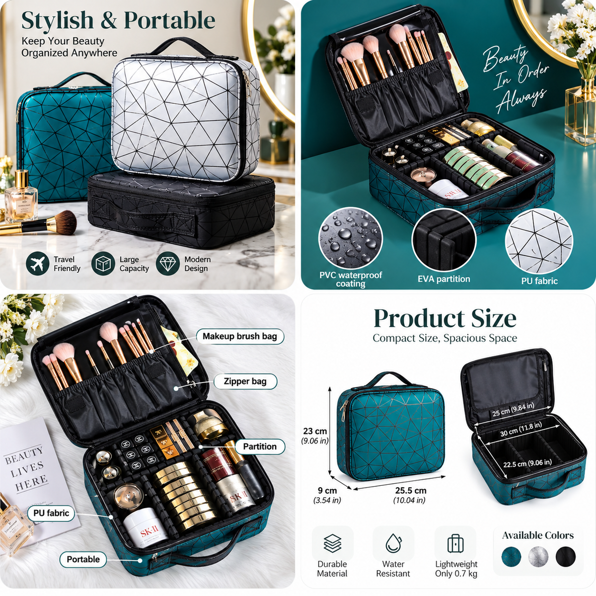 Diamond Cut Cosmetic Bag for Makeup and Essentials