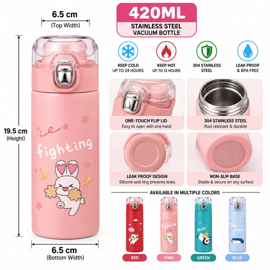 420ml Printed Stainless Steel Vacuum Water Bottle