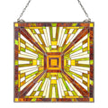 For for Style 20 X 21 Inches Stained Glass Hanging Window Panel with Chain Elegant Home Decor Model D0100X3GFA8