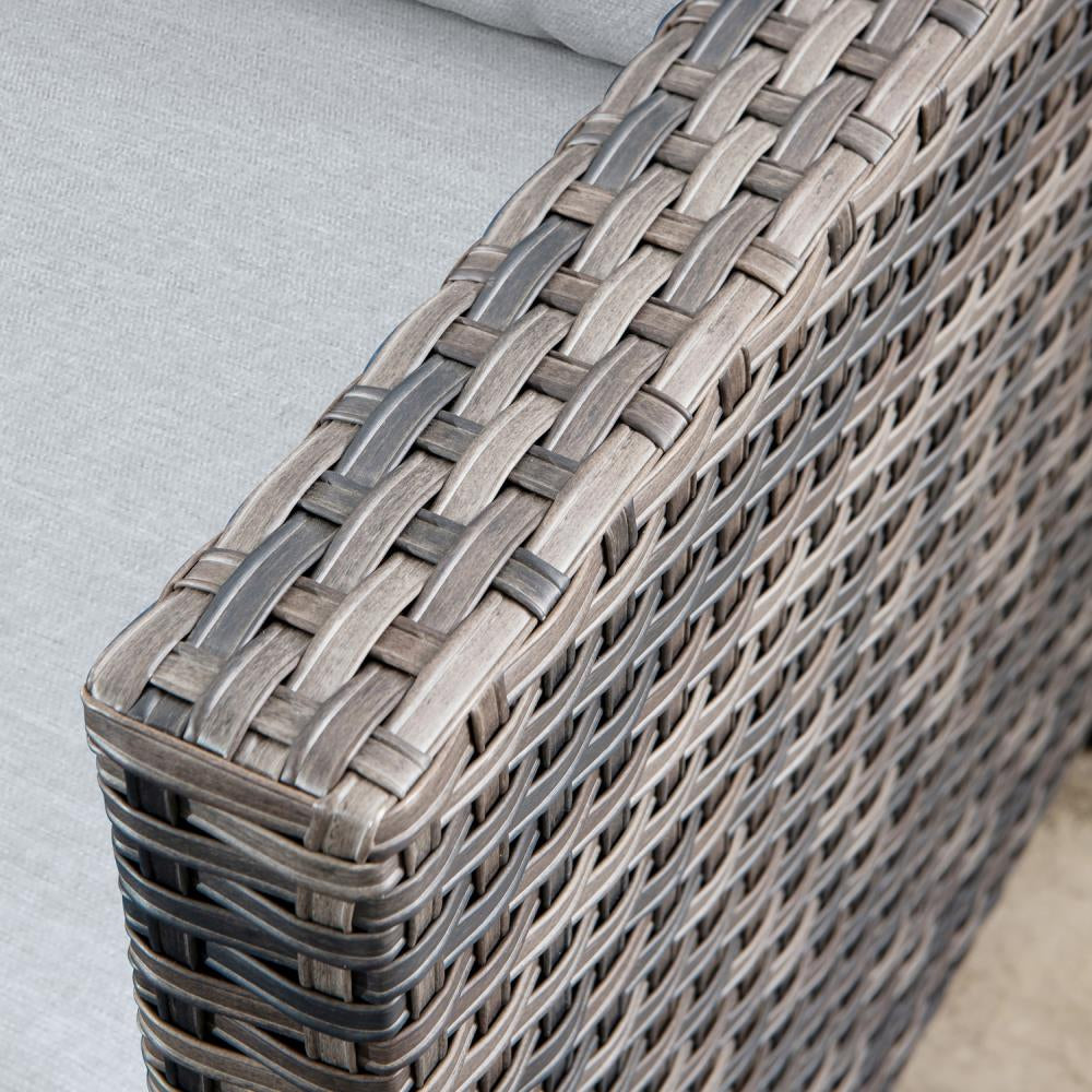 New Vultros Rattan Outdoor Sofa with Light Gray Cushions and Iron Frame