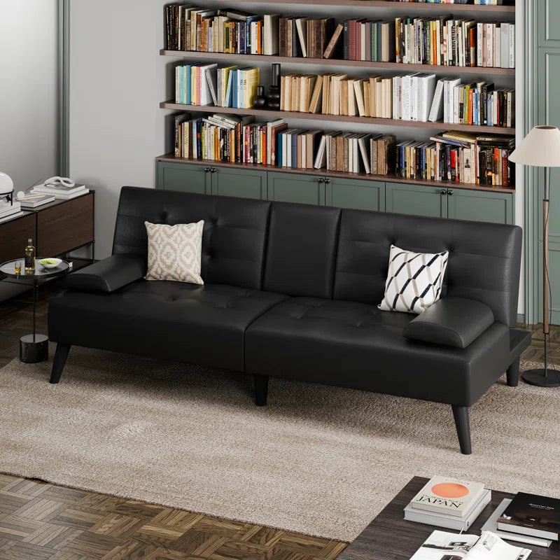 Arjeta Queen 65.75'' Faux Leather Convertible Sofa