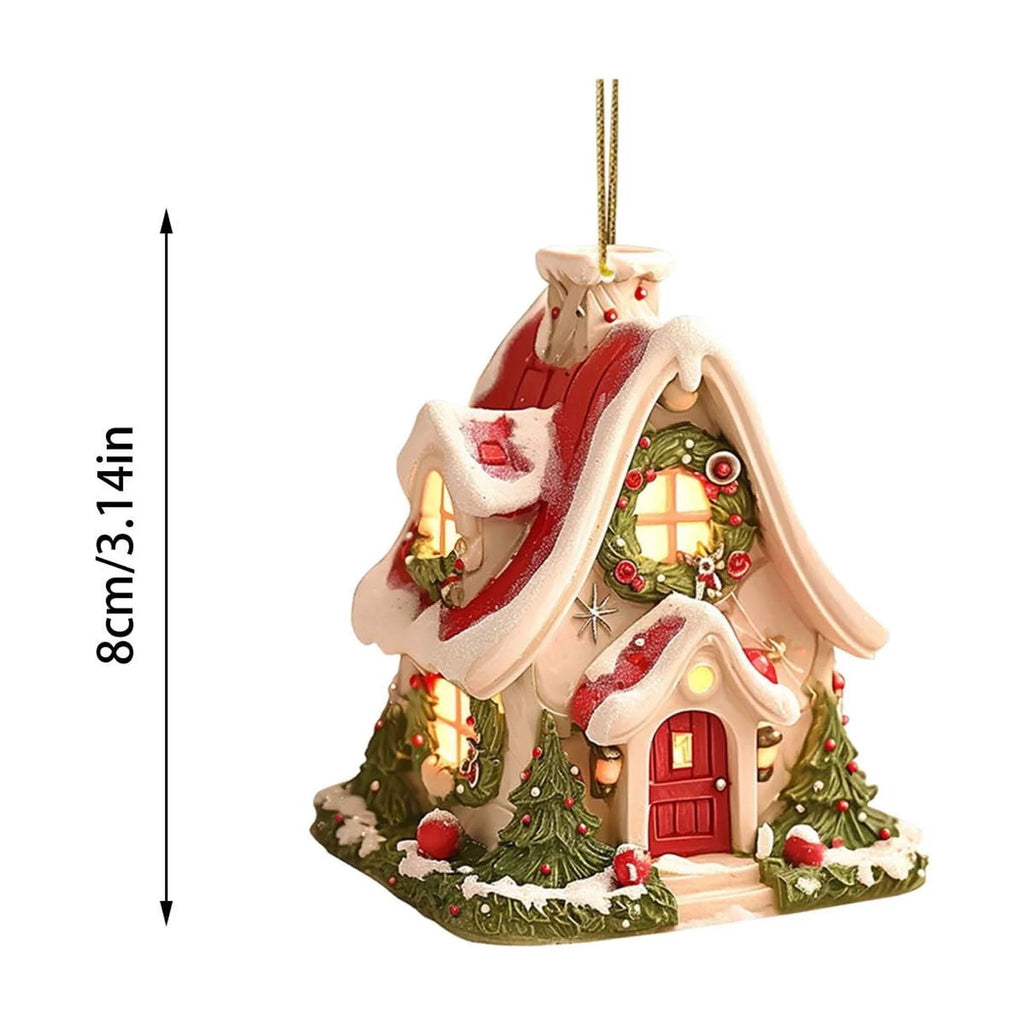 2025 Christmas Gingerbread House Ornaments, Christmas Hanging Village Houses Tree Decor, 2D Acrylic Christmas Hanging Ornaments for Christmas Tree Holiday Party Home Decoration