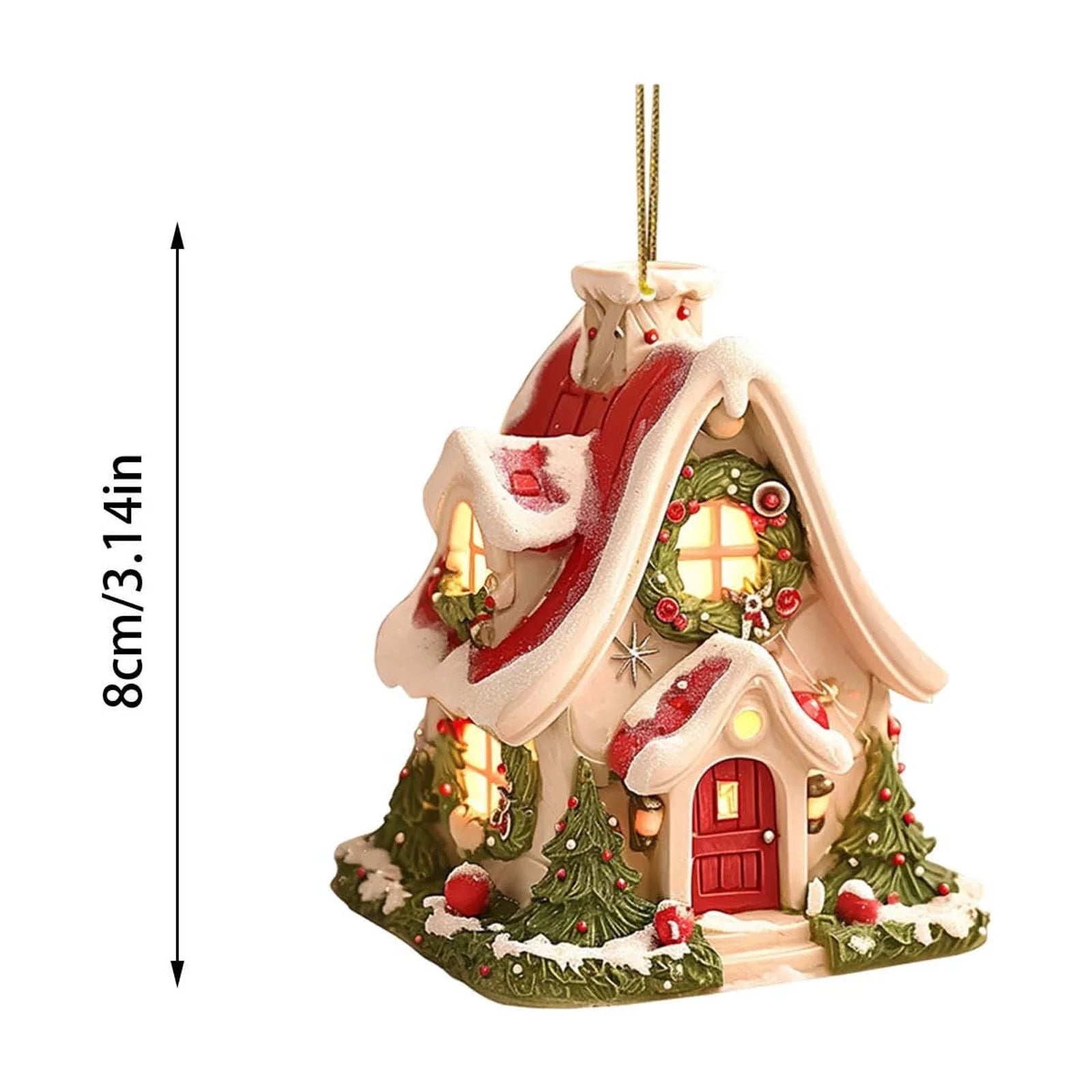 2025 Christmas Gingerbread House Ornaments, Christmas Hanging Village Houses Tree Decor, 2D Acrylic Christmas Hanging Ornaments for Christmas Tree Holiday Party Home Decoration