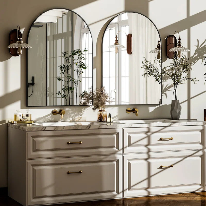 Rasto Aluminum Framed Arched Wall Mounted Bathroom Vanity Mirror
