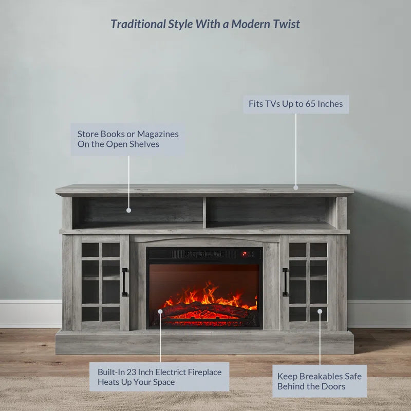 Kehaulani 65" Media Console TV Stands with Electric Fireplace