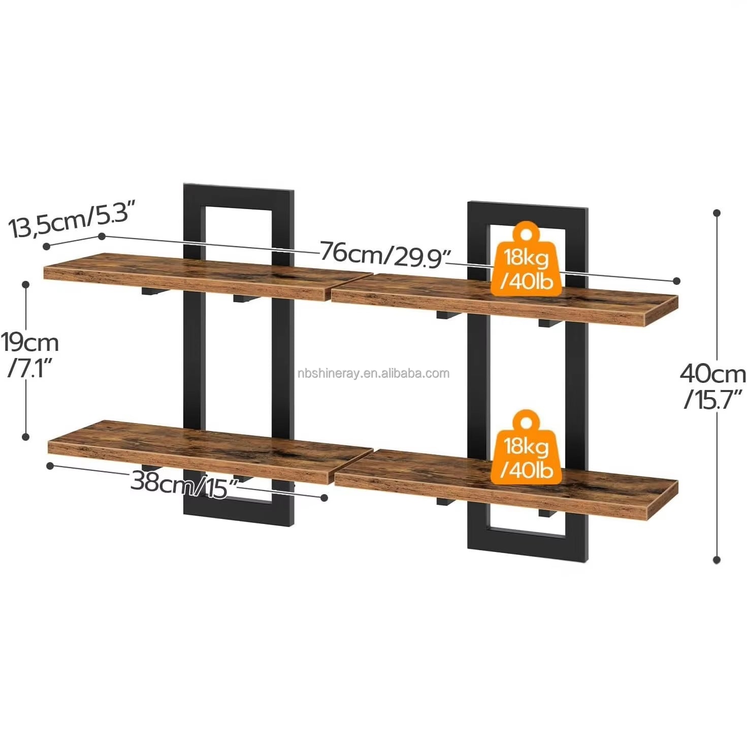 15 DIY Steel Wood Coated 2 Tier Shelves Bathroom Shelf Wall Storage Rack Wall Mounted Floating Industrial Design Home Decor