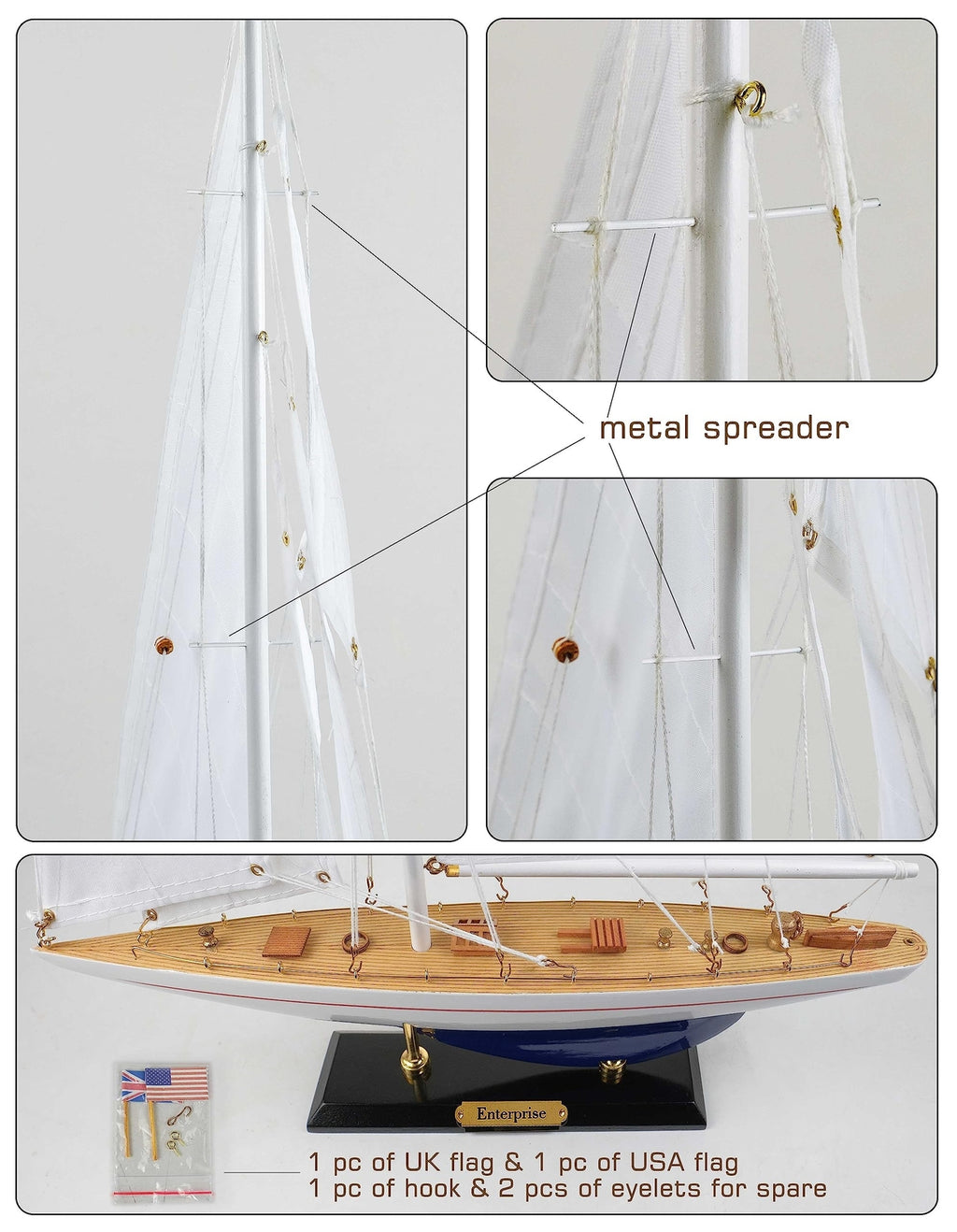 SAILINGSTORY Wooden Sailboat Model Ship Sailboat Decor Yacht Enterprise 1/100...