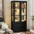 LED-Illuminated Acrylic Display Cabinet, 67 Curio Storage for Collectibles, Sensor-Activated, Ideal for Home Office or Living Ro