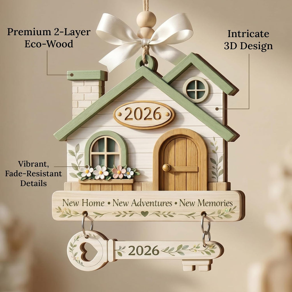 New Home Ornament 2026, New Home Gifts, Housewarming Presents, New House Gift, Welcome Home Gift, First Home Gifts, Home Sweet Home Decor, 4X4 Inch (ONM Newhome Eco)