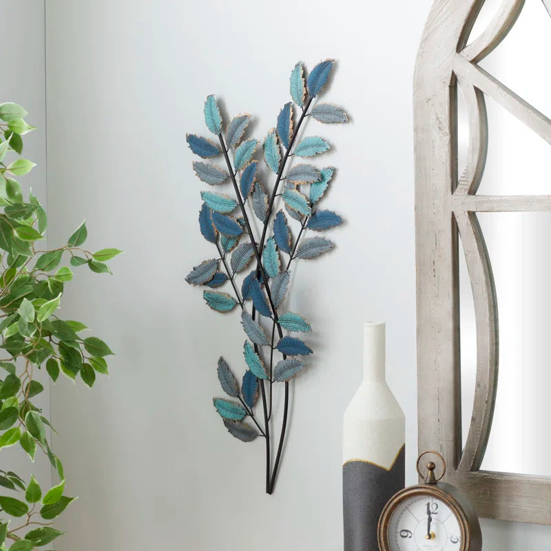 Metal Leaf Home Wall Decor with Gold Accents
