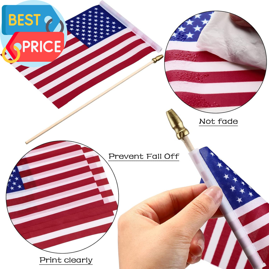 50 Pcs US Stick Flag 8 X 12 Inch Small American Flag Lawn Flags Handheld America