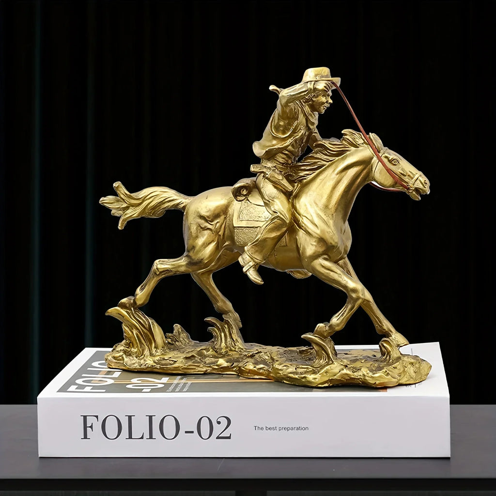 1Pc Horse Statue Home Decor Cowboy Resin Horseman Decorative Crafts Living Room Porch Home Furnishings Home Decoration