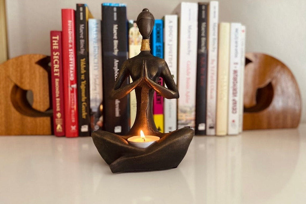 Handmade Yoga Pose Lady Figurine Candleholder - Home Decor, Gift, Meditation