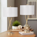 Modern Glam Metal Set of 2 28" Infinity Table Lamps, Gold, Geometric - 14" X 14" X 28"