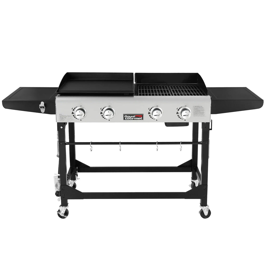 Portable Gas Grill and Griddle Combo 4 -Burner Liquid Propane Flat Top Grill