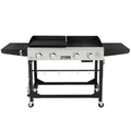 Portable Gas Grill and Griddle Combo 4 -Burner Liquid Propane Flat Top Grill