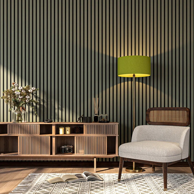 106” L X 12.6” W - 3D Acoustic Soundproof Wood Slat Wall Panel - Decorative Shiplap, Acoustic Wall Tile