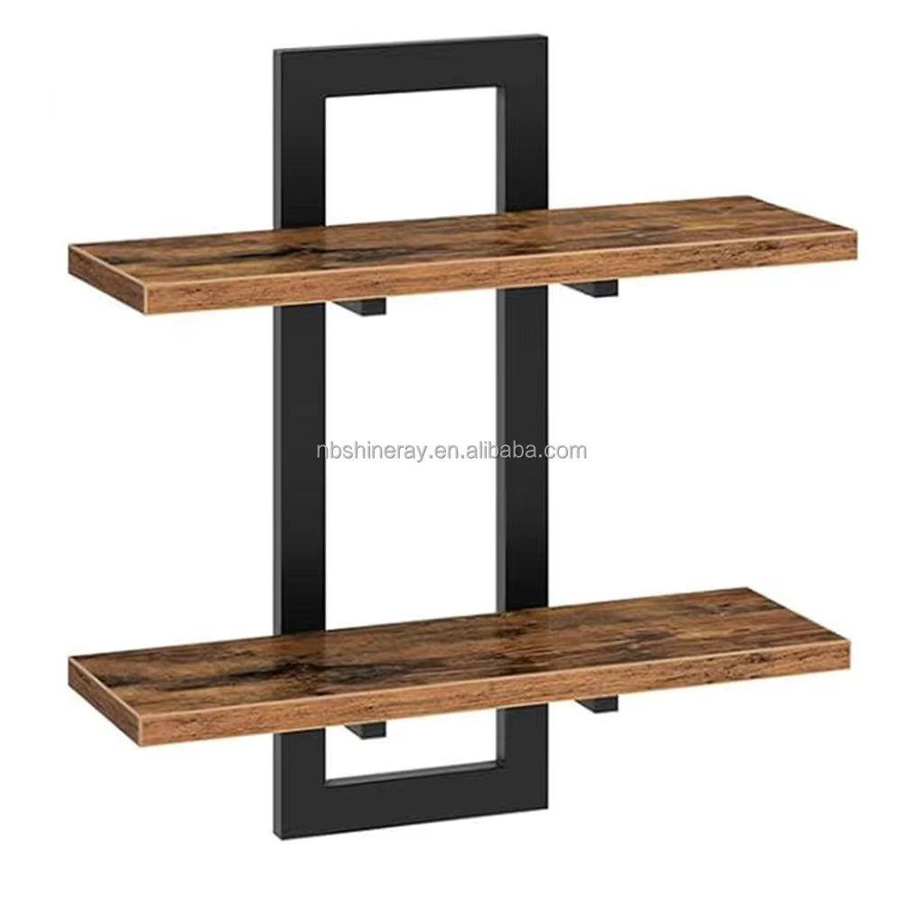 15 DIY Steel Wood Coated 2 Tier Shelves Bathroom Shelf Wall Storage Rack Wall Mounted Floating Industrial Design Home Decor