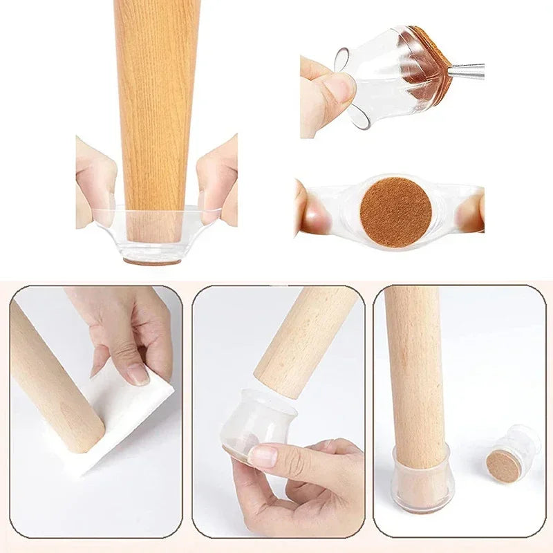 24/4pcs Chair Leg Caps Silicone Feet Protector Pads Furniture Table Covers Socks Plugs Cover Furniture Leveling Feet Home Decor