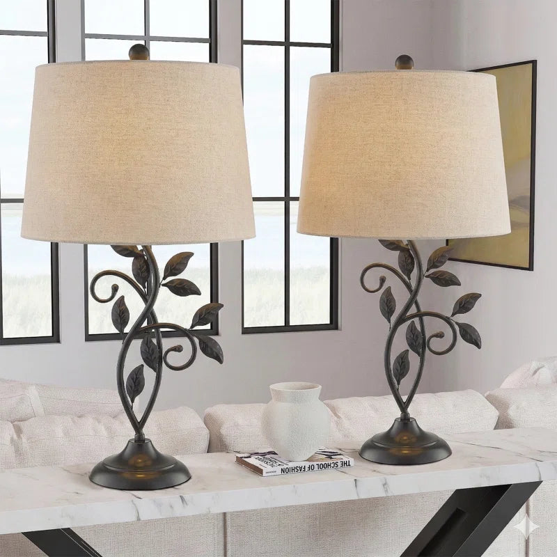 Grinstead 26" Metal Table Lamp Set (Flower, Dimmable) - MCM Vintage Modern Funky Accent Table Lamps for Bedroom Bedside/Nightstand, Living Room & Desk