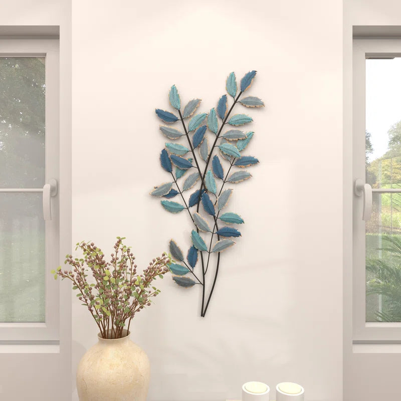 Metal Leaf Home Wall Decor with Gold Accents