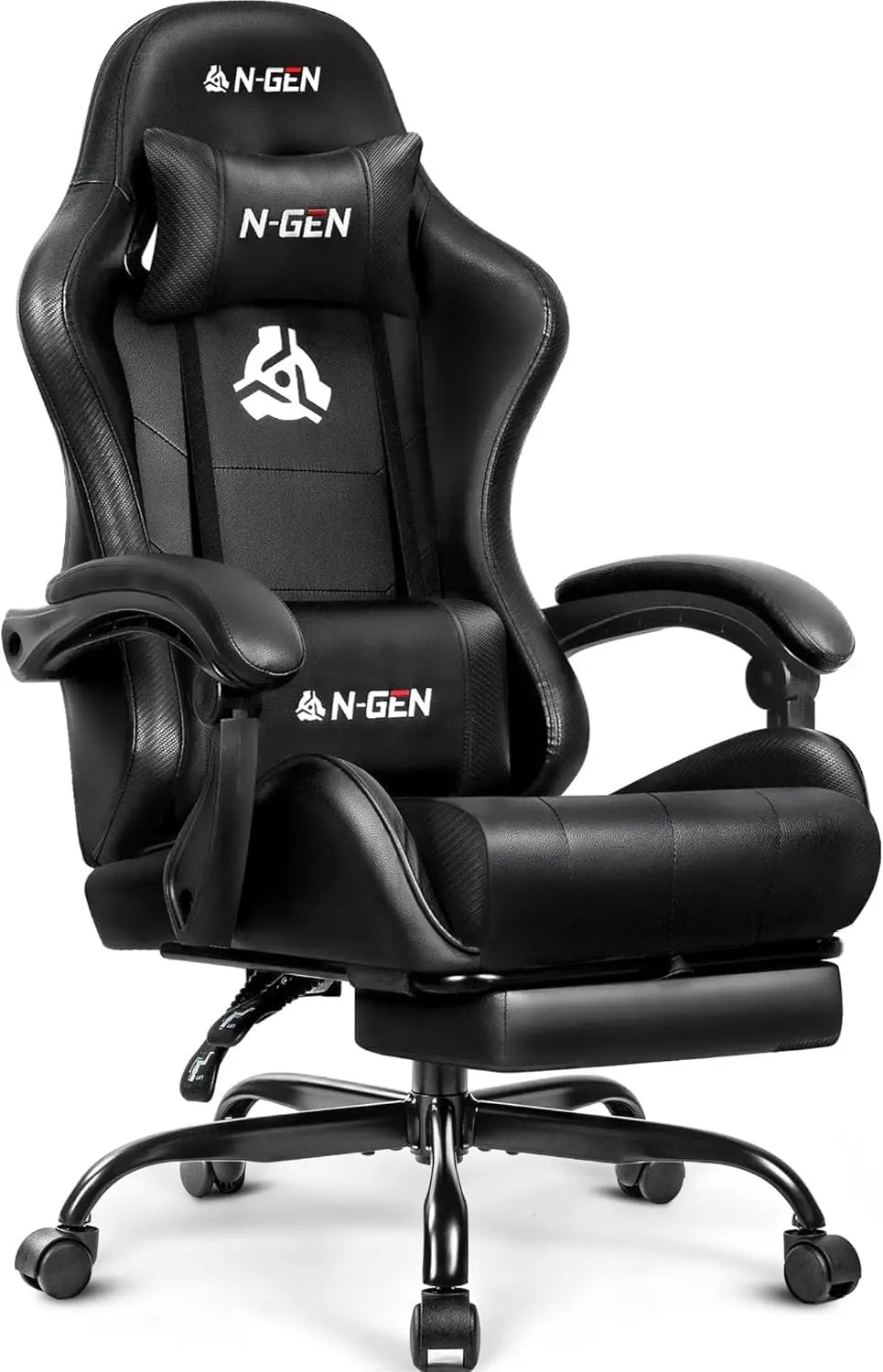 Gaming Chair with Footrest Lumbar Support for Home Office High Back Recliner Ergonomic Computer Desk Chair Carbon Black