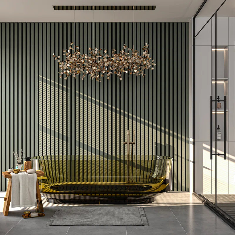 106” L X 12.6” W - 3D Acoustic Soundproof Wood Slat Wall Panel - Decorative Shiplap, Acoustic Wall Tile