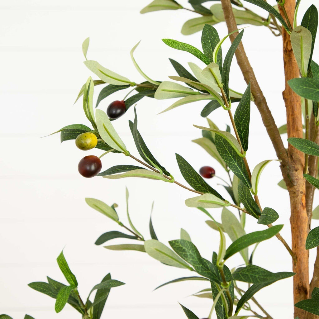 7’ Olive Minimalist Artificial Tree with Natural Trunk Home Decor. Retail $149