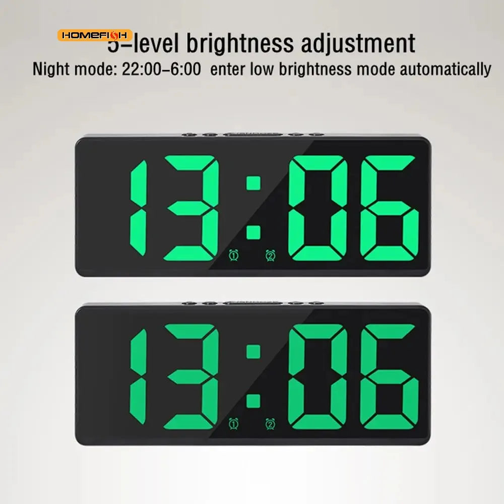 Creative Number Clock Color Nightlight Temperature Calendar Alarm Clock LED Large Number Electronic Clock Backlight Home Decor