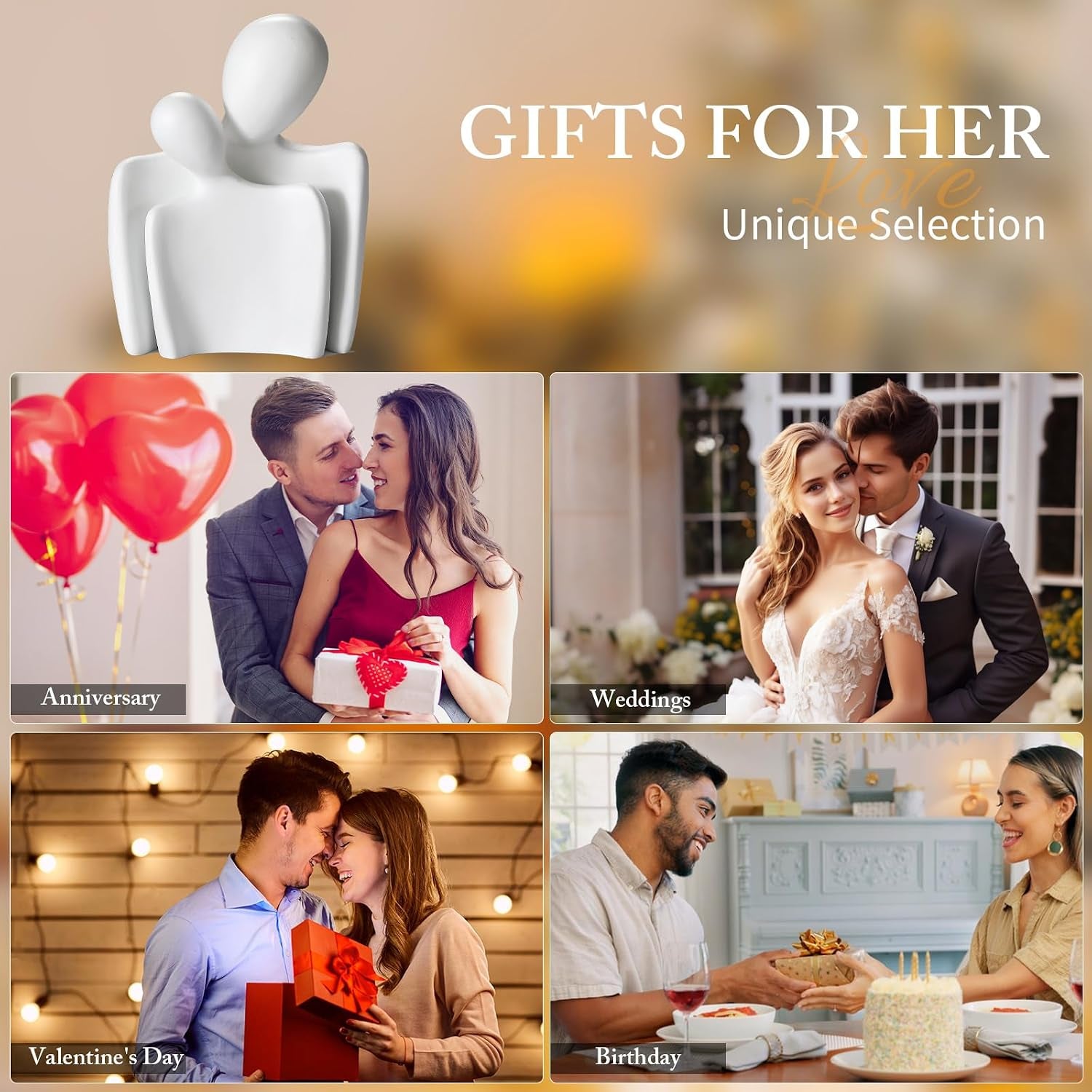 Sculptures Home Decor Lover Statues- 8 Inch, Resin Modern Home Decor Couple Statues，Decorations for Living Room Office Bookshelf Bedroom