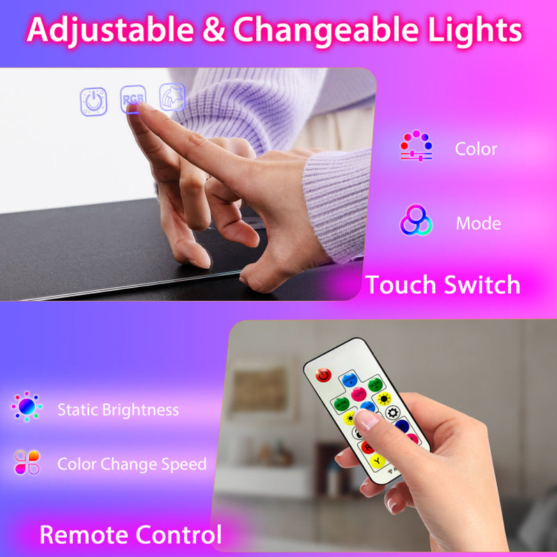 Vanity Table Set with RGB LED Lights and Wireless Charging Station