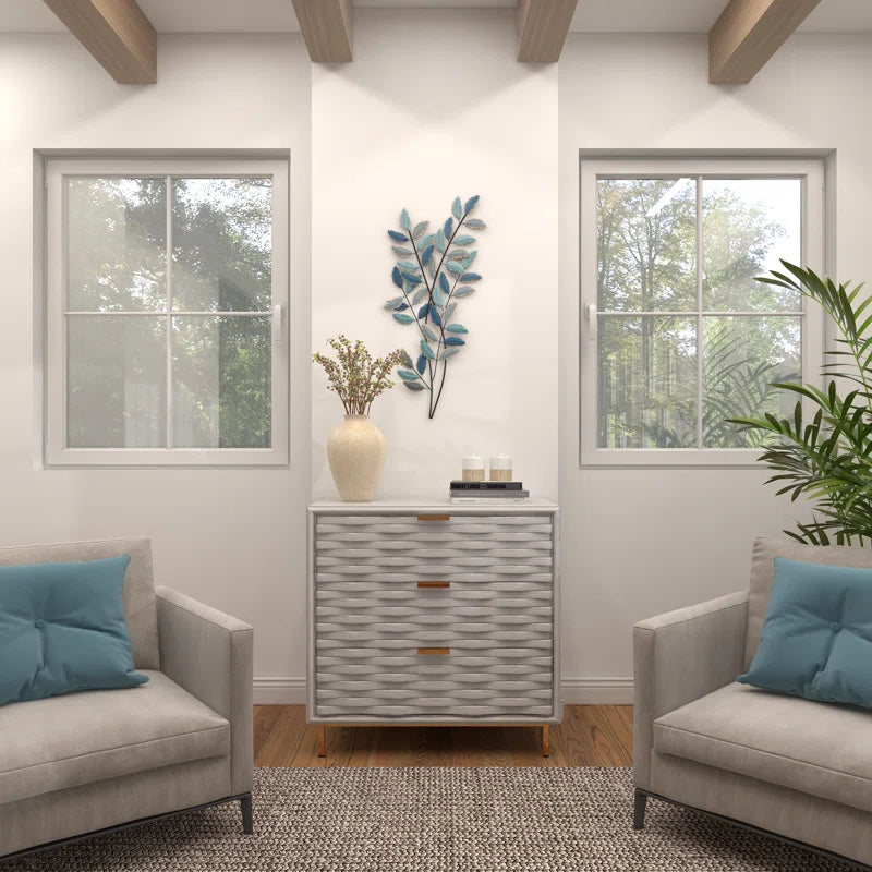 Metal Leaf Home Wall Decor with Gold Accents