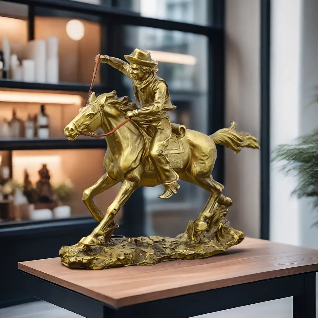 1Pc Horse Statue Home Decor Cowboy Resin Horseman Decorative Crafts Living Room Porch Home Furnishings Home Decoration