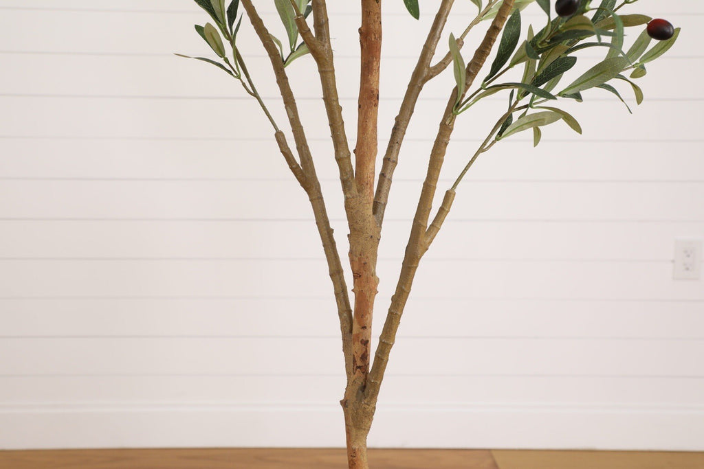 7’ Olive Minimalist Artificial Tree with Natural Trunk Home Decor. Retail $149