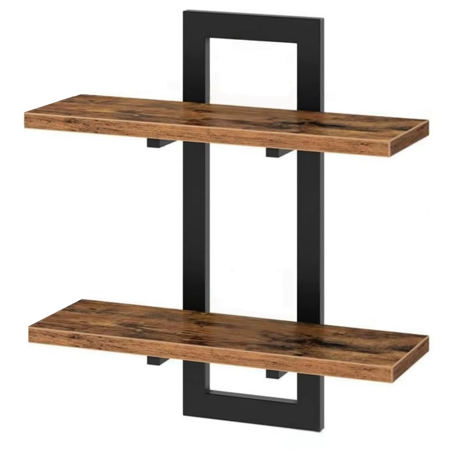 15 DIY Steel Wood Coated 2 Tier Shelves Bathroom Shelf Wall Storage Rack Wall Mounted Floating Industrial Design Home Decor
