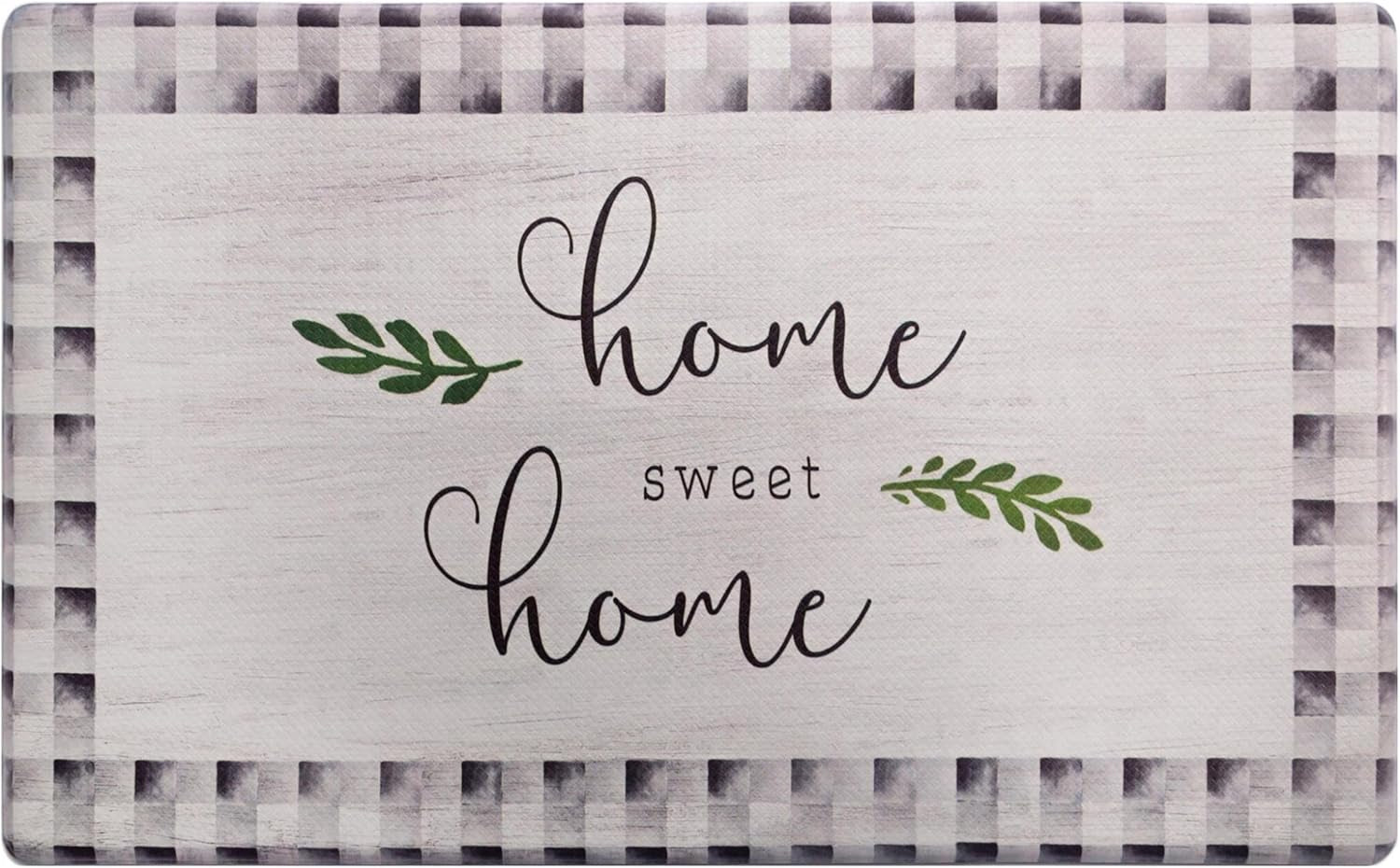 Cozy Living Home Sweet Home Buffalo Check Border Anti-Fatigue Kitchen Mat, Grey/Black, 17.5"X30"