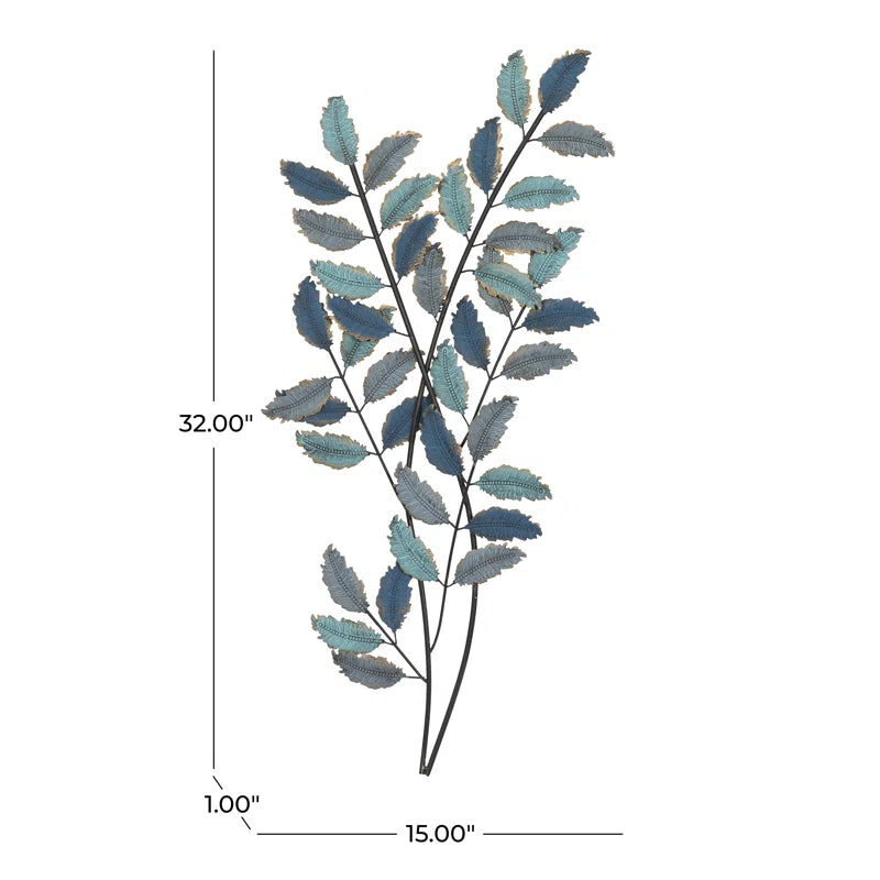 Metal Leaf Home Wall Decor with Gold Accents