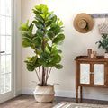 Artificial Fiddle Leaf Fig Tree - Realistic Leaf Faux Plant in Pot for Home & Office Decor