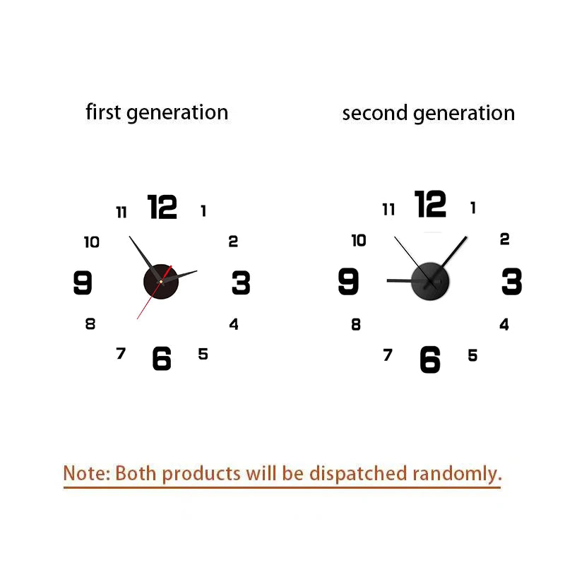 Creative Frameless DIY Wall Clock Wall Decal Home Silent Clock Living Room Office Wall Decoration