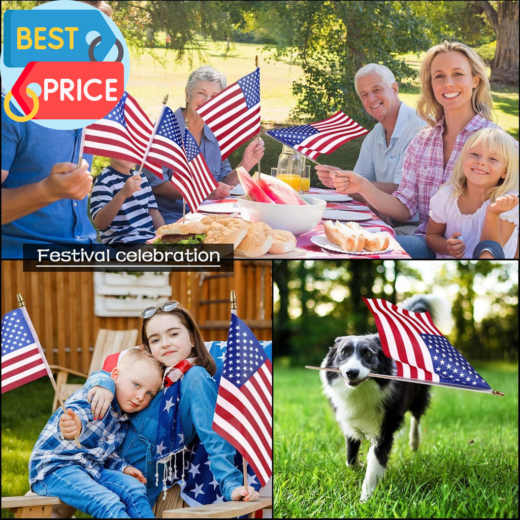50 Pcs US Stick Flag 8 X 12 Inch Small American Flag Lawn Flags Handheld America